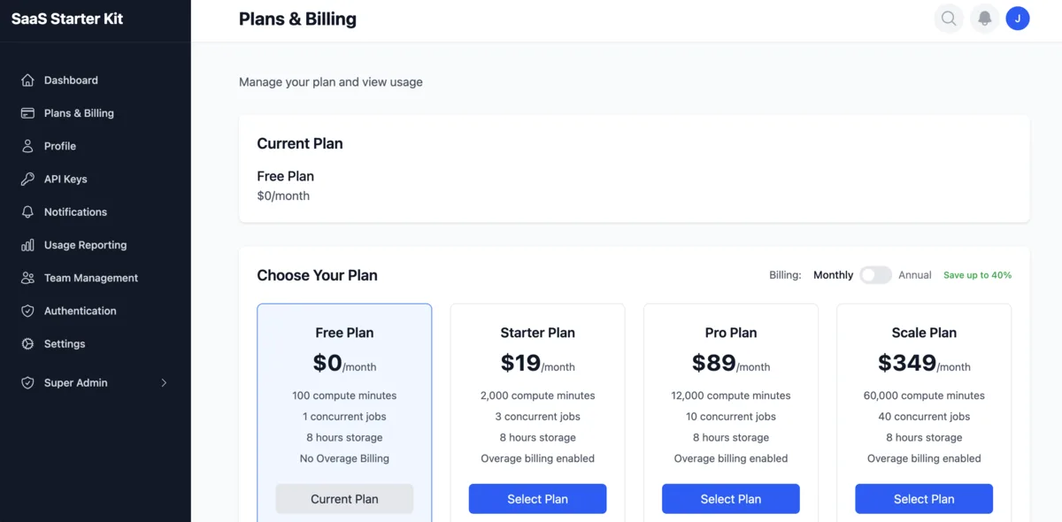SaaS Starter Kit screenshot